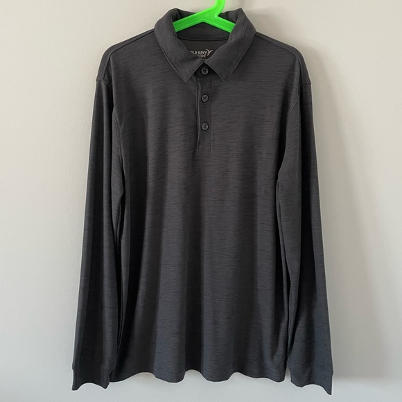 Old Navy Boys Active Breath-On Performance Long-Sleeve Polo Shirt - Dark Grey - Picture 3 of 5